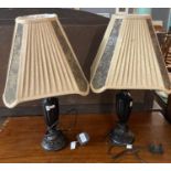 Pair of modern classical design urn shaped fluted table lamps with shades. (B.P. 21% + VAT)