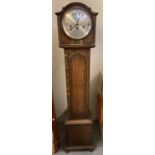 Early 20th century oak presentation three train grandmother clock. (B.P. 21% + VAT)