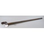 19th century triangular blade socket bayonet in original leather metal mounted scabbard. (B.P. 21% +