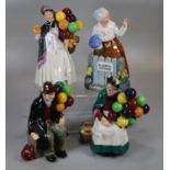 Collection of four Royal Doulton bone china figurines, to include: 'The Old Balloon Seller', 'The