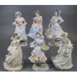 Four Royal Worcester bone china figurines, to include: a farmer's wife, 'Rosie picking apples'