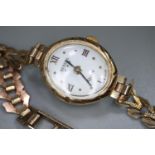 Lady's Bernex wristwatch with 9ct gold strap. Approx weight 10.4 grams. (B.P. 21% + VAT)