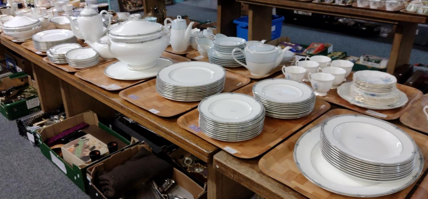 Seven trays of Wedgwood English bone china 'Amherst' design coffee and tea ware, to include: various