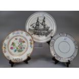 19th century Dilwyn Swansea ship's plate together with a 19th century cabinet plate decorated with