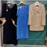 Collection of vintage clothing (60's-70's) to include: a Quad long black velvet dress with bell