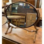 19th century mahogany oval toilet/bedroom swivel mirror. (B.P. 21% + VAT)