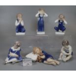 Collection of six Royal Copenhagen porcelain figurines of young children. (6) (B.P. 21% + VAT)