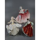 Three Royal Doulton bone china figurines, to include: 'Elaine', 'Sweet Seventeen' and Fair Lady (