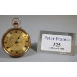 19th century 9ct gold outer cased fancy keyless fob watch with engine turned Roman face and