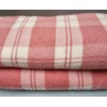 Two Welsh woollen pink and green check Melin Tregwynt blankets or carthen. 183 x 244cm approx. (