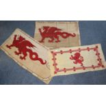 Three vintage county flags, two with dragons and one with upright lion. (B.P. 21% + VAT)