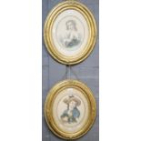 Victorian School, portraits of children, a pair, coloured prints, oval in gilt glazed frames. The