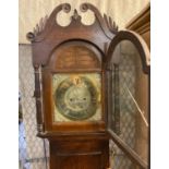 18th century oak eight day long case clock, the brass face marked Hampson Wrexham 1158, with