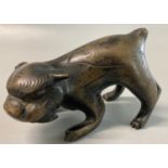 Oriental probably Chinese cast bronze figure of a mythical beast. 9.5cm in length approx. (B.P.