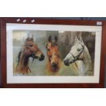 After S L Crawford, 'Arkle, Red Rum and Desert Orchid', coloured print signed in the plate.