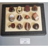 Collection of twelve large rings set with banded agate, carnelian etc. (B.P. 21% + VAT)