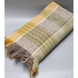 Vintage woollen check fringed blanket or carthen. (B.P. 21% + VAT)
