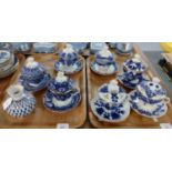 Two trays of Russian Lomonosov porcelain from St Petersburg to include: seven covered teacups and