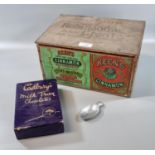 Vintage pine wooden advertising box marked 'Manufactures of Robinson's Patent Groats for gruel and
