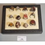 Collection of rings set with agate, glass etc. (B.P. 21% + VAT)