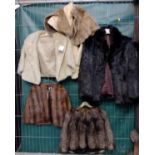 Collection of vintage fur items to include: three fur coats;