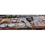 Three trays of china to include: Royal Worcester 'Evesham' design oven to tableware flan dishes,
