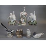 Collection of Royal Copenhagen and other Danish porcelain bird figure groups and figures, to