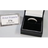 Diamond half eternity style ring. Ring size M&1/2. Approx weight 3.9 grams. (B.P. 21% + VAT)