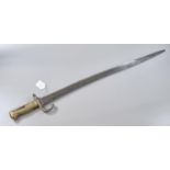 19th century French sword bayonet with brass hilt and fullered blade. (B.P. 21% + VAT)