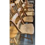 Set of six Victorian oak and elm bar back kitchen chairs. (6) (B.P. 21% + VAT)