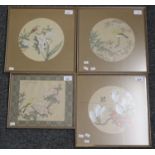 Group of assorted Japanese coloured prints featuring birds and butterflies amongst blossom. Three