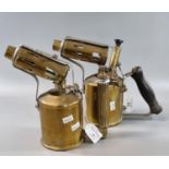 Two vintage brass blow lamps. (2) (B.P. 21% + VAT)