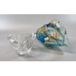 Orrefors Sweden Art clear glass bowl marked 'Gavle Kommun' together with Mdina style art glass