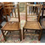 Two similar ash and elm spindle back farmhouse kitchen chairs. (2) (B.P. 21% + VAT)