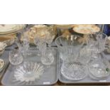 Two trays of glassware, to include: Polish lead crystal hand cut ice bucket, pedestal bowl and other