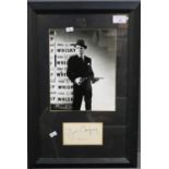 Framed photograph of James (Jimmy) Cagney with signature and certificate verso. Photograph 26x20cm