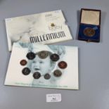 2000 United Kingdom brilliant uncirculated coin collection Baby Gift Set, Millennium together with a