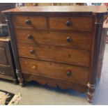 Victorian mahogany straight front chest of two short and three long drawers flanked by moulded