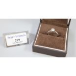 Diamond solitaire ring set in 9ct white gold with diamond shoulders. Ring size K. Approx weight 2.