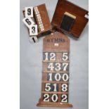 Mahogany bible stand and Bible together with seventy (70) original Church used Hymn Board numbers in