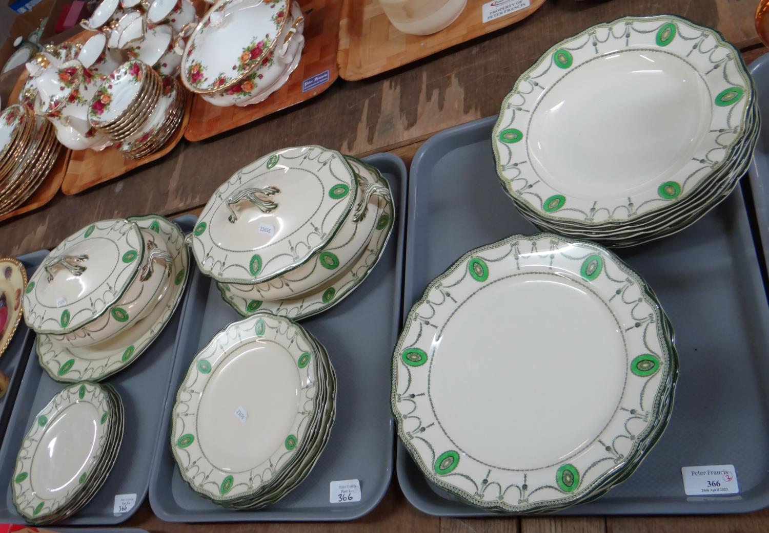 Three trays of Royal Doulton English bone china 'Countess' dinnerware to include: plates, bowls,