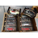 Two boxes Maisto 1:18 scale diecast model vehicles, all in original boxes, to include: Jaguar XK8,