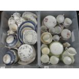 Two boxes of china to include: Kent china teaware, Tuscan 'Dawn Rose' and 'Twilight Rose' design