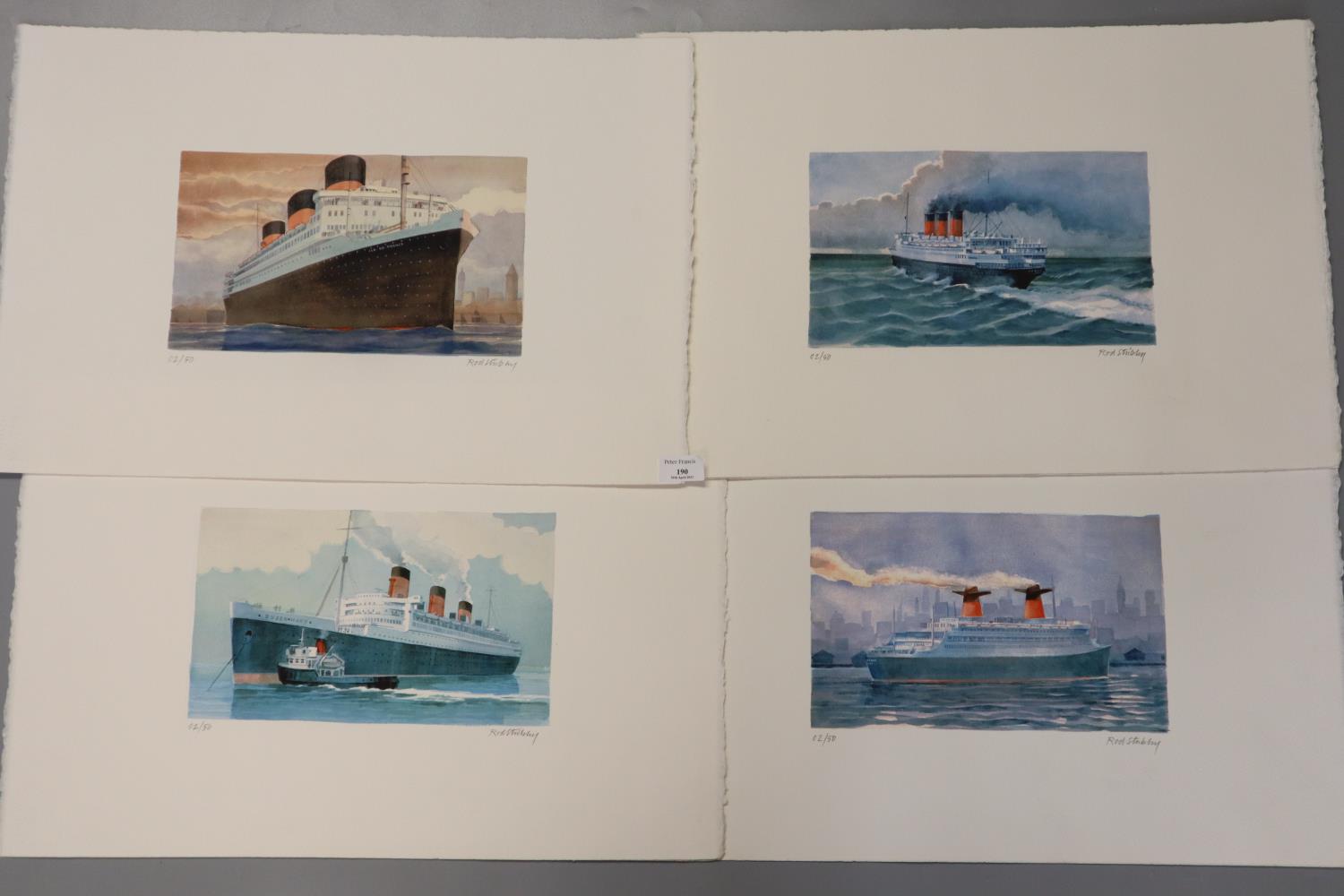Rod Stribley (British contemporary, now working in France), studies of great liners to include: