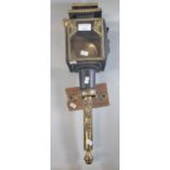 Vintage brass and metal carriage lamp decorated with gilded angels and mythical dragons. (B.P. 21% +