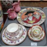 Tray of china, to include: two similar 19th century pink splash lustre jugs, Royal Doulton the Mayor