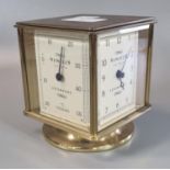 Sewills of Liverpool brass four dial desk timepiece, comprising clock, barometer, thermometer and
