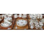 Three trays of Royal Albert English bone china 'Berkeley' design tea and dinnerware to include: