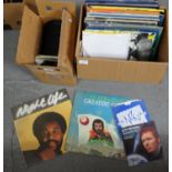 Two boxes of vinyl records to include: LPs to include: 'Night Life' Bill Campbell with signed