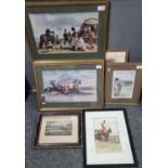 Assorted equestrian prints, to include: Cecil Aldin, horseracing prints etc. Framed. (6) (B.P. 21% +